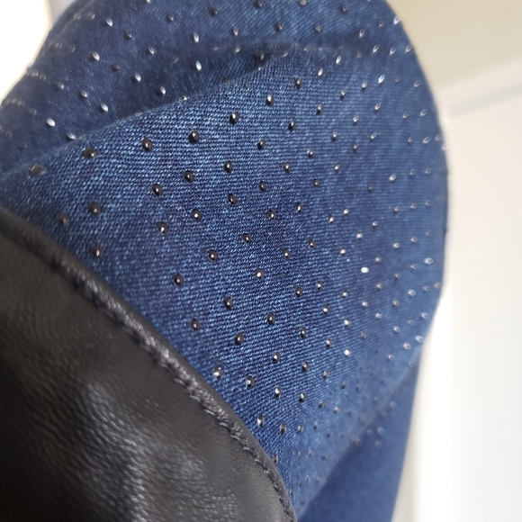 All Mankind Denim Dress with Leather Trim - Picture 3 of 8